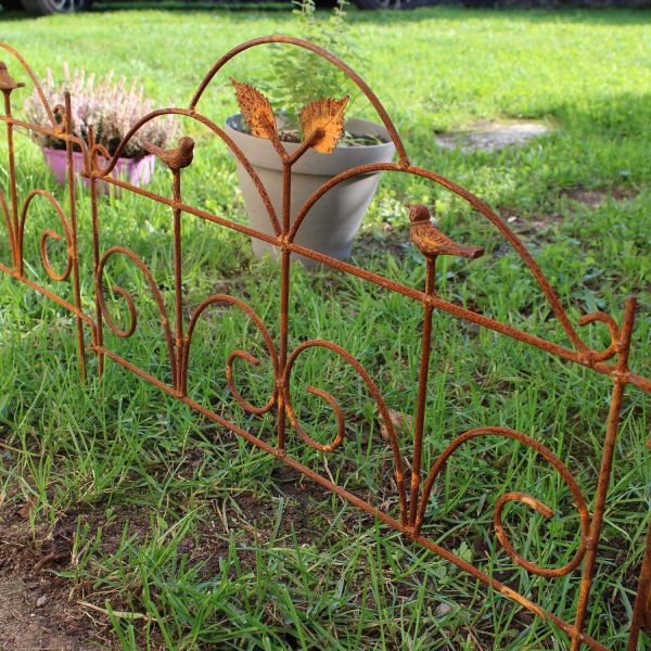Bordure de jardin décorative en fer forgé rouillé - 6