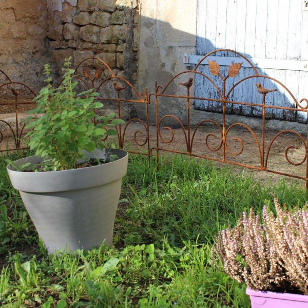 Bordure de jardin décorative en fer forgé rouillé - 7