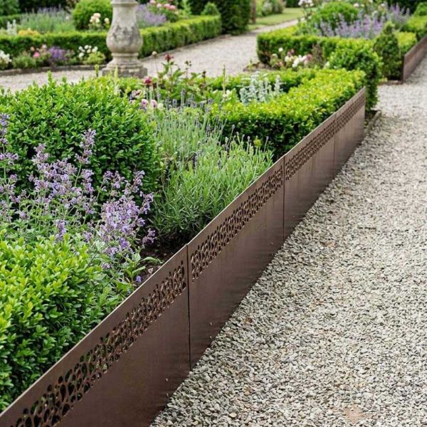 Bordure jardin haute en acier effet rouille - ESSCHERTS GARDEN