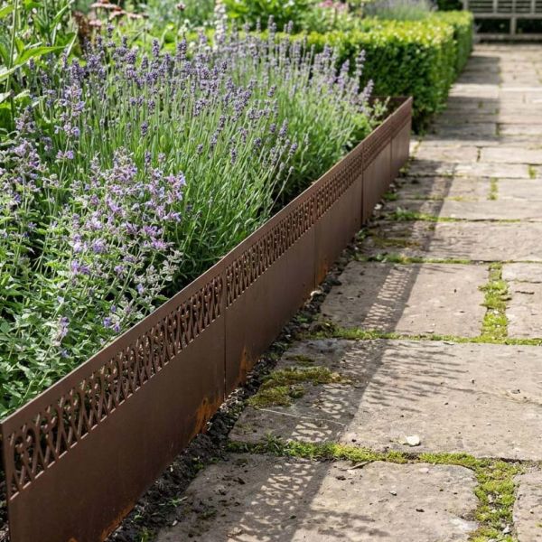 Bordure jardin haute en acier effet rouille - ESSCHERTS GARDEN