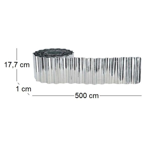 Bordure de pelouse en fer galvanisé ondulée 500 x 17,7 cm - ESS-1801