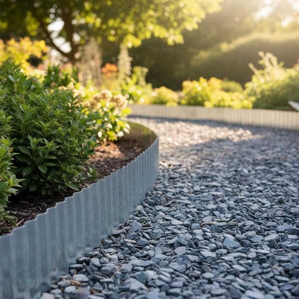 Bordure de pelouse en fer galvanisé ondulée 500 x 17,7 cm - ESSCHERTS GARDEN