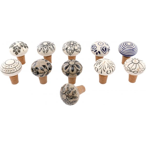 Bouchons de bouteille en céramique et liège (Lot de 12)