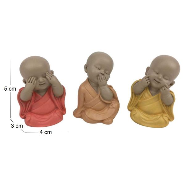 Bouddha décoratif voit entend et parle Pastel (Lot de 3) - ORIGEN
