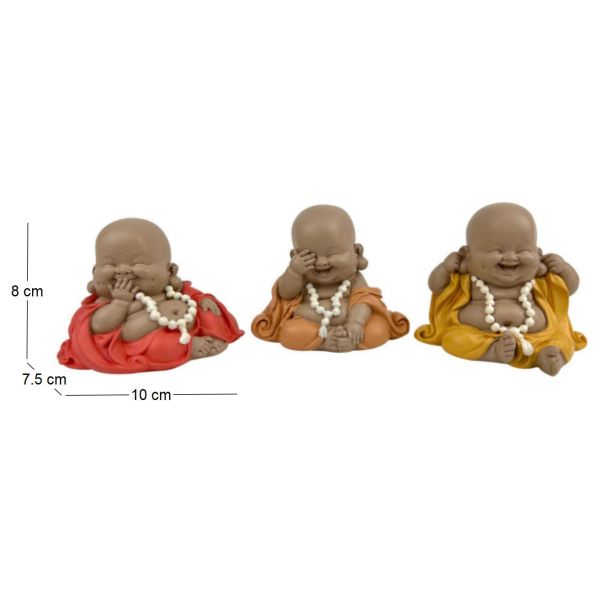 Bouddha décoratif voit entend et parle rieurs (Lot de 3) - ORIGEN