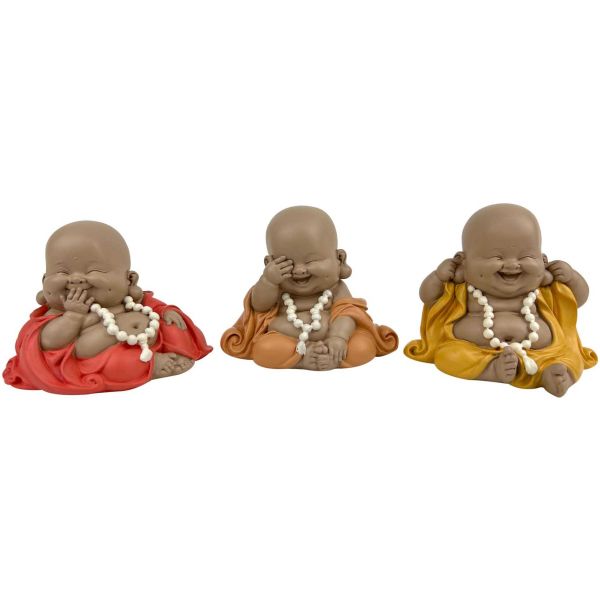 Bouddha décoratif voit entend et parle rieurs (Lot de 3)