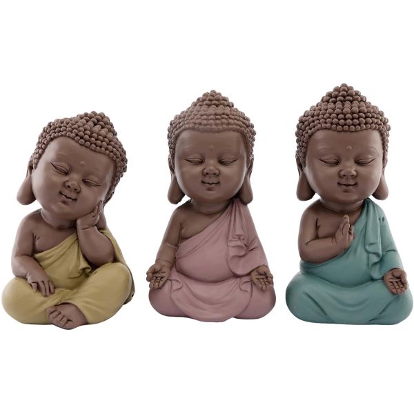 Bouddha enfant assis en résine (lot de 3)