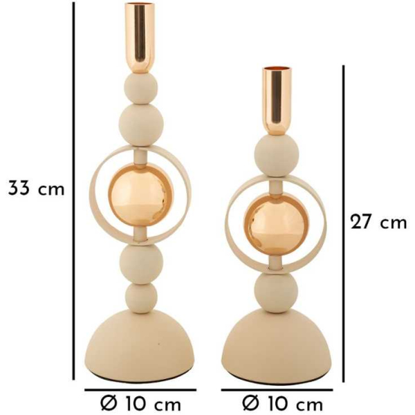 Bougeoir en métal Saturne (Lot de 2) - MAU-0721