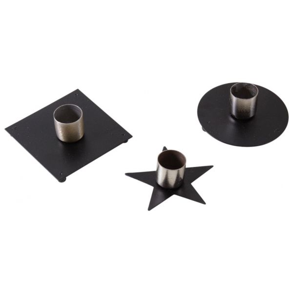 Bougeoir en métal laqué noir (Lot de 3)