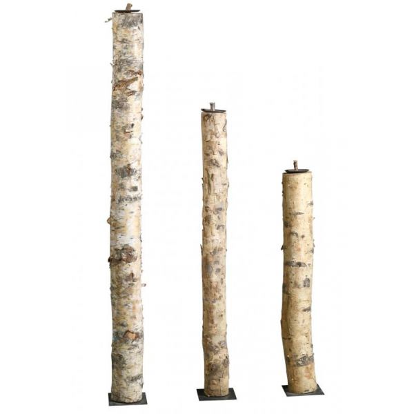 Bougeoirs hauts en bouleau et métal (Lot de 3)