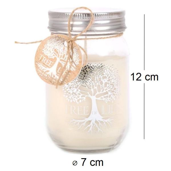 Bougie Mason Jar Tree of Life 12 cm - SIF-0280