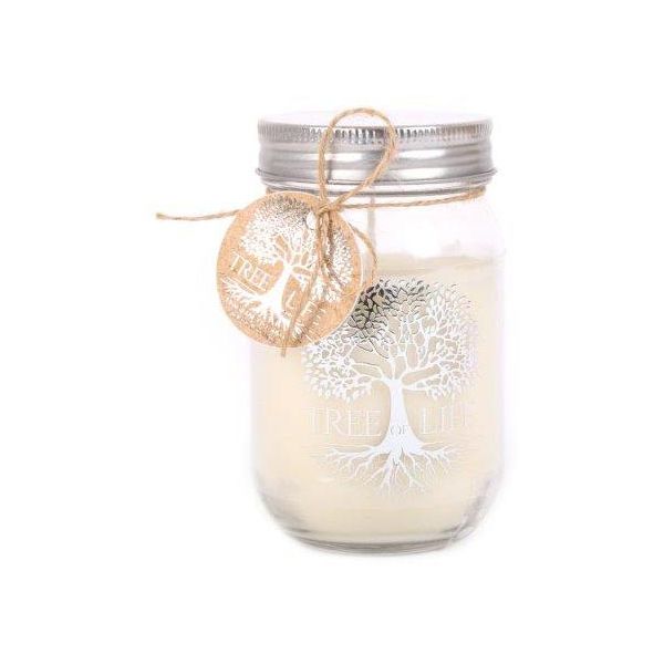 Bougie Mason Jar Tree of Life 12 cm