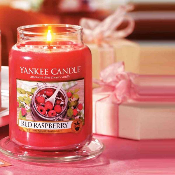 Bougie jarre en verre senteur framboise rouge - YANKEE CANDLE