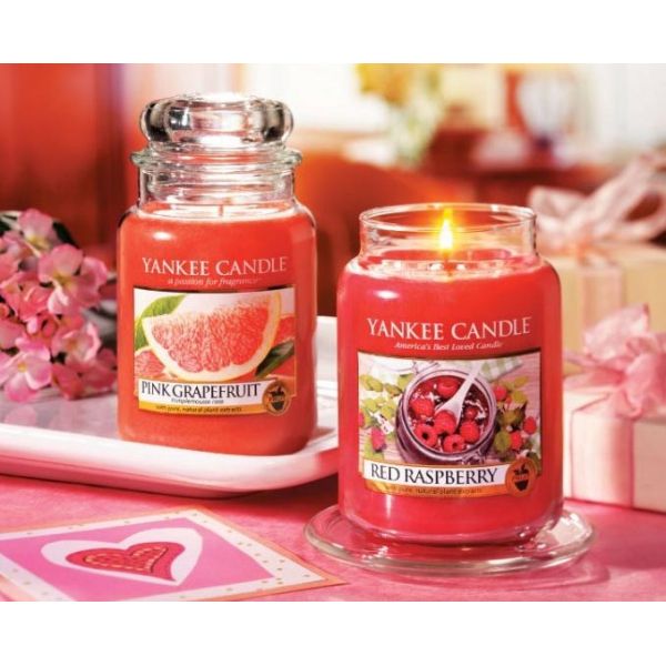 Bougie jarre en verre senteur framboise rouge - YAN-0118