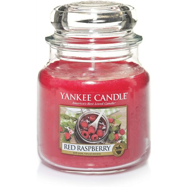 Bougie jarre en verre senteur framboise rouge
