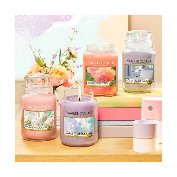 Bougie jarre en verre senteur rose et abricot - YANKEE CANDLE