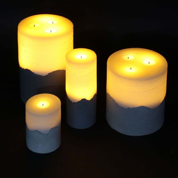 Bougie led base effet ciment 15 cm - 8