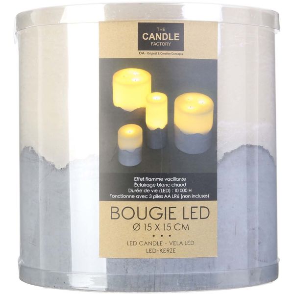 Bougie led base effet ciment 15 cm - 7