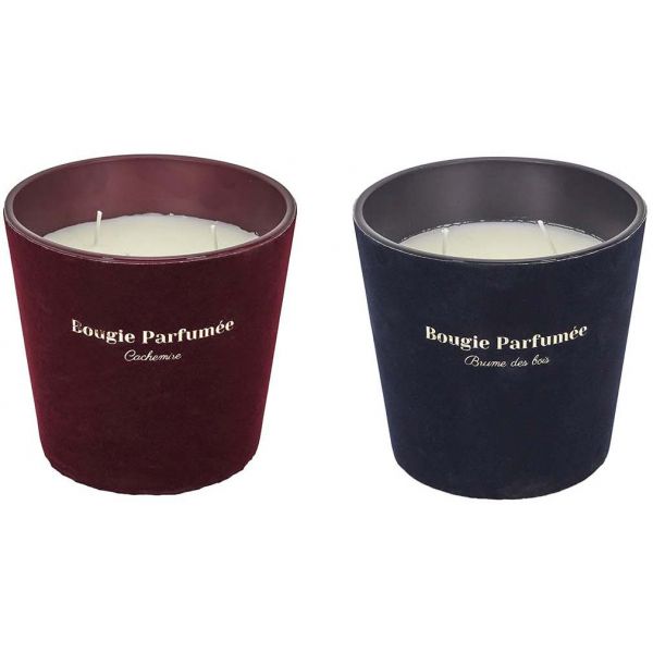 Bougie parfumée 3 mèches Velours (Lot de 2)