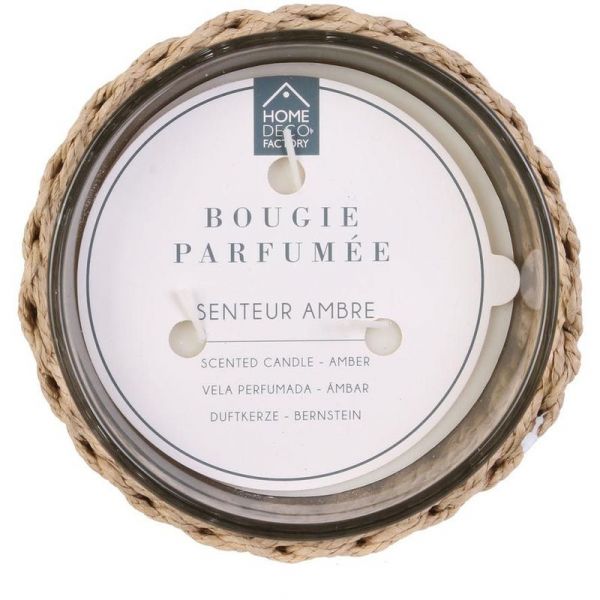 Bougie parfumée 3 mèches diamètre 15cm socle tressé - CMP-2398