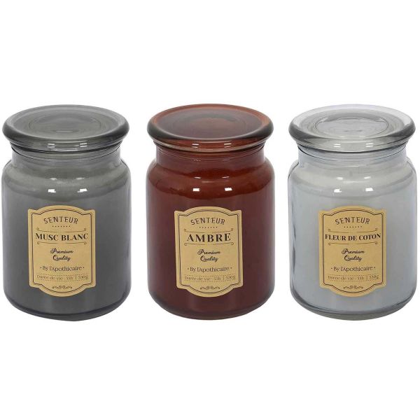 Bougie parfumée en pot Apothicaire (Lot de 3)