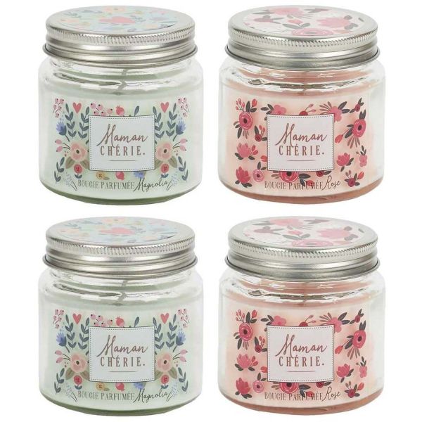 Bougie parfumée en pot Maman 6.5 cm (Lot de 4)