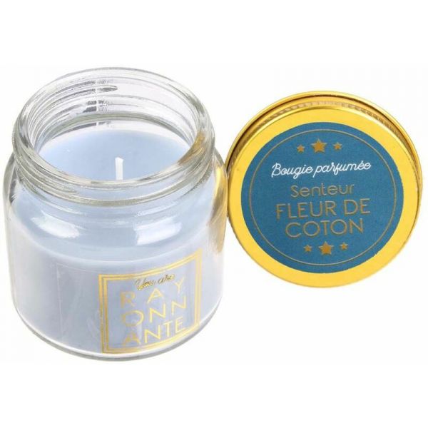 Bougie en pot message scintillant senteur fleur de coton - 3,90