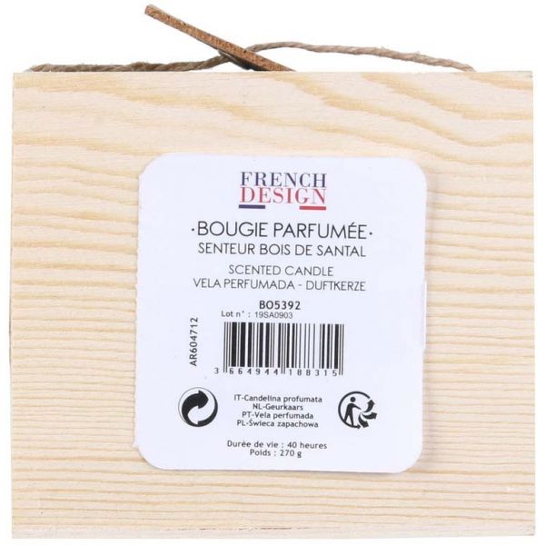 Bougie senteur bois de Santal en coffret oenologie - 8,90