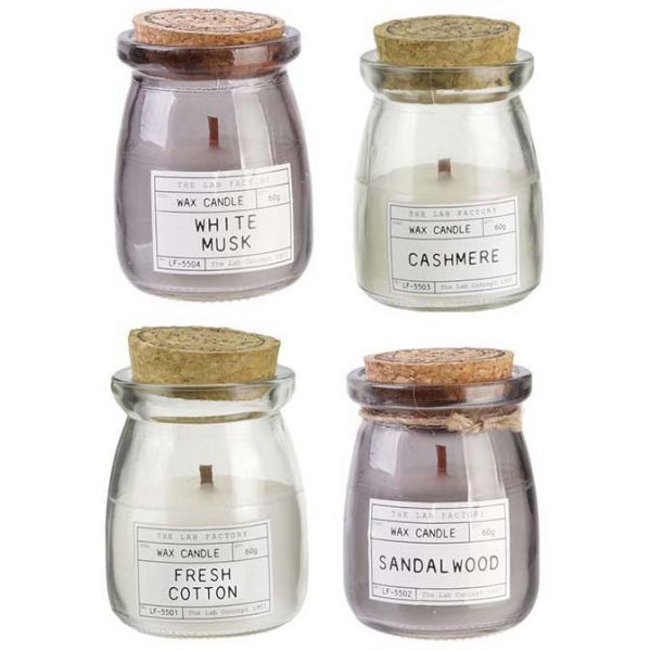 Bougies parfumées couvercle en liège 8.5 cm (Lot de 4)