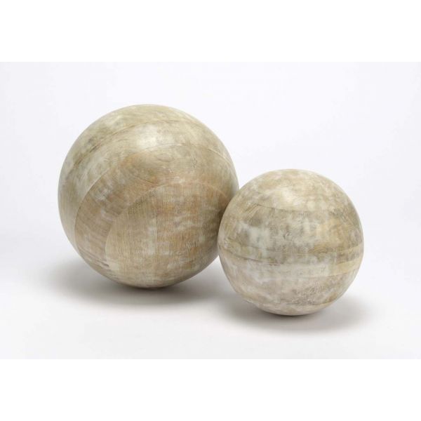 Boule décorative en bois blanchi 20 cm - AMA-3445