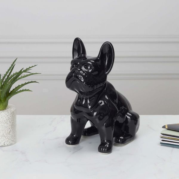 Bouledogue en céramique assis 30 cm - THE HOME DECO FACTORY