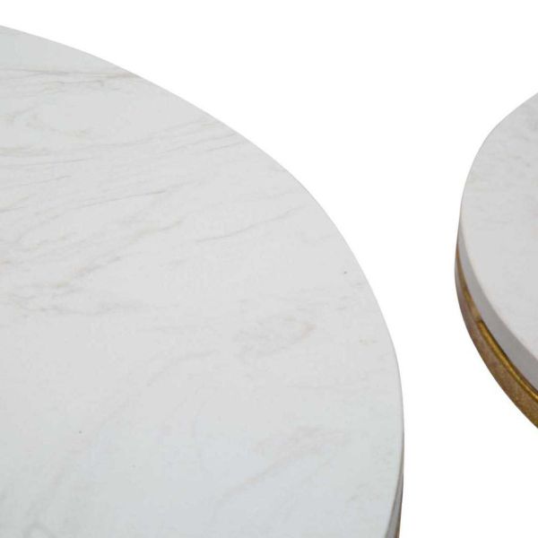Bout de canapé en métal plateau imitation marbre Couple (Lot de 2) - 6