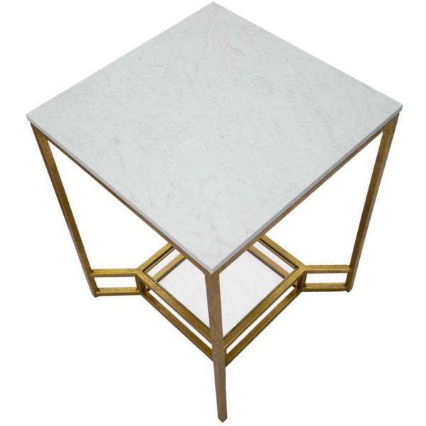 Bout de canapé en métal plateau imitation marbre Double 47 x 47 x 60 cm - 7