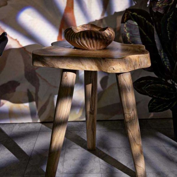 Bout de canapé en teck Budut 38 x 45 cm - MAURO FERRETTI