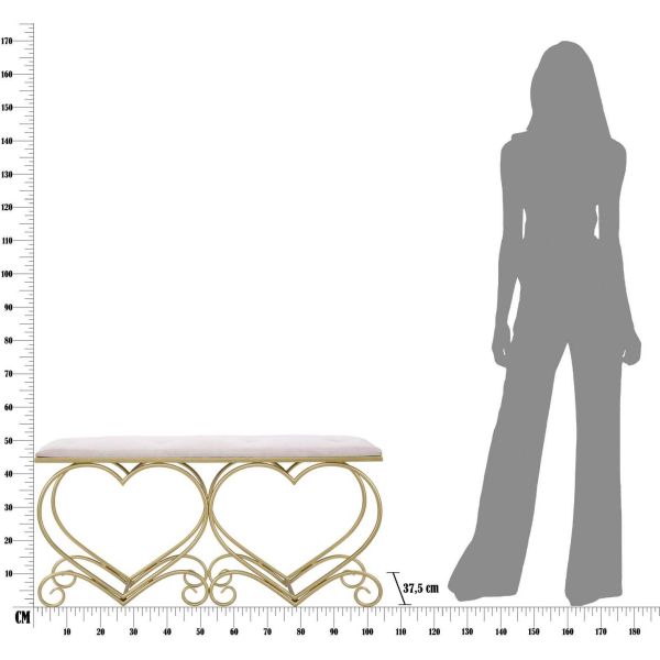 Bout de lit en métal doré Heart 105 x 37.5 x 51.5 cm - MAU-0414