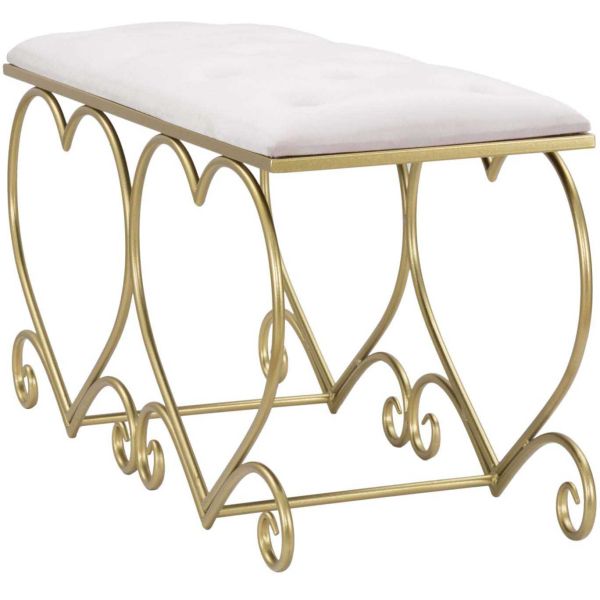 Bout de lit en métal doré Heart 105 x 37.5 x 51.5 cm - 5