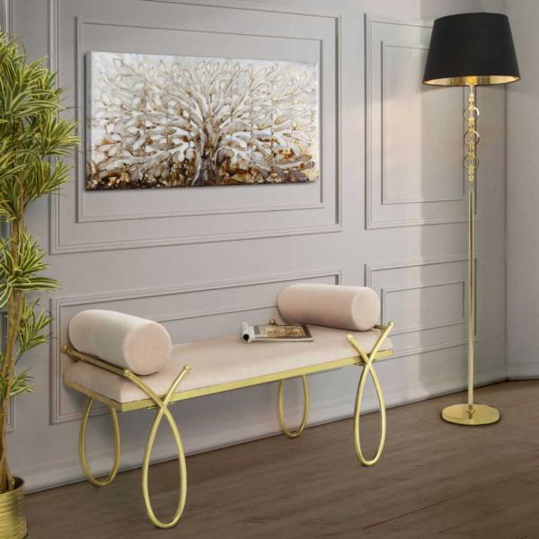 Bout de lit en métal et tissu Rosa 112.5 x 49 x 53 cm - MAURO FERRETTI