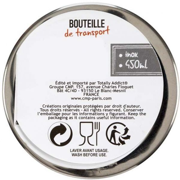 Bouteille de transport en inox 450 ml - TOTALLY ADDICT