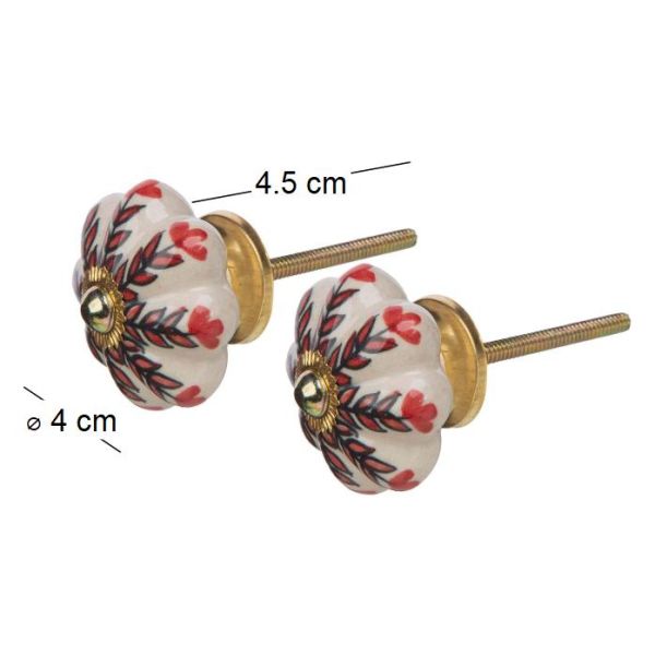Bouton de porte classique feuilles rouges (Lot de 2) - TRN-0185