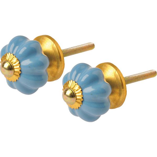 Bouton de porte floral en céramique (Lot de 2)