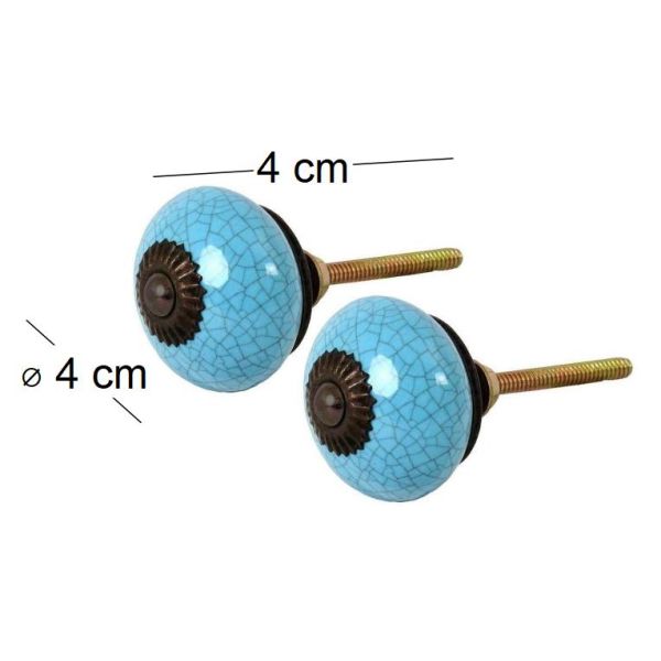 Bouton de porte rond effet craquelé bleu (Lot de 2) - TRANQUILLO