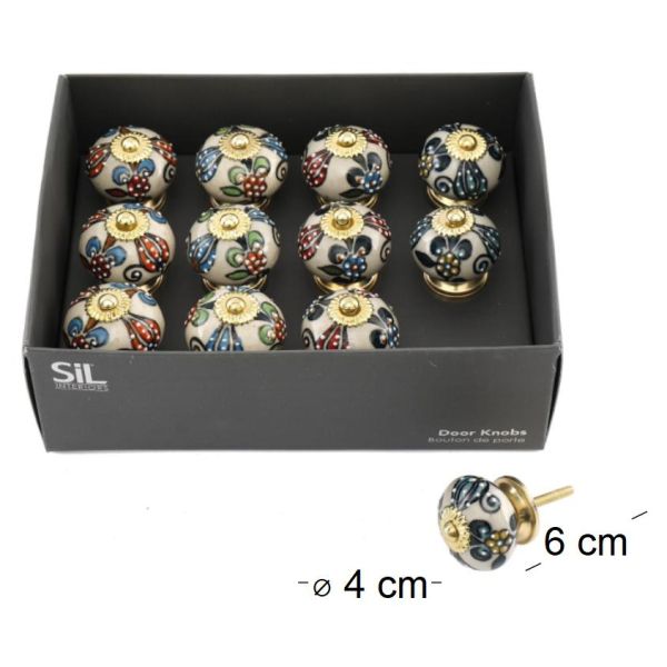 Boutons de meubles en pierre et métal Fleurs (Lot de 12) - SIL
