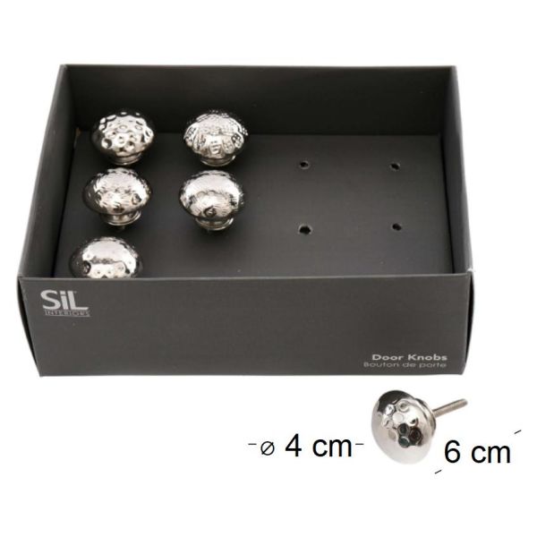 Boutons de porte en aluminium martelé (Lot de 12) - SIL