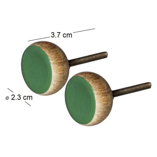 Boutons de porte en bois et métal (Lot de 2) - TRN-0204