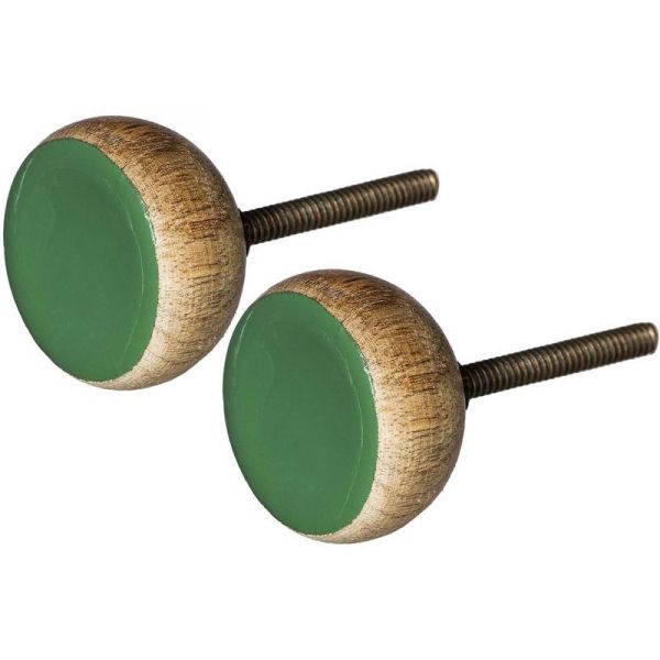 Boutons de porte en bois et métal (Lot de 2)