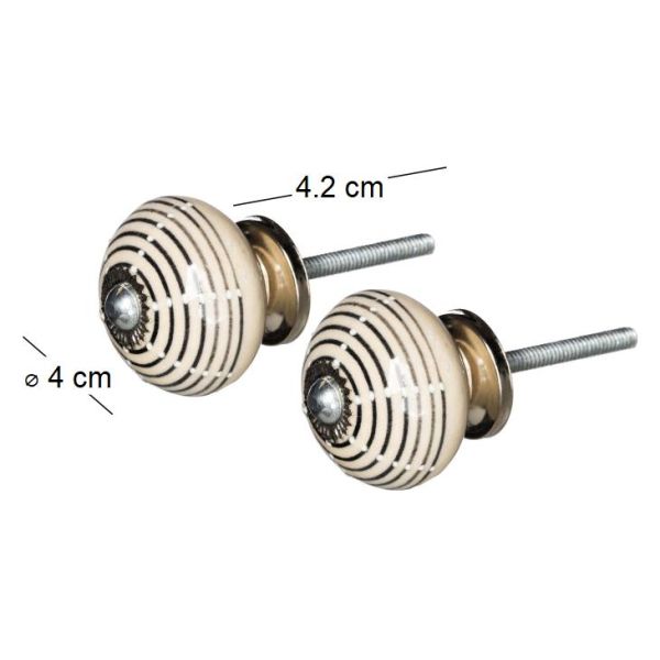 Boutons de porte rond avec cercles (Lot de 2) - TRN-0188