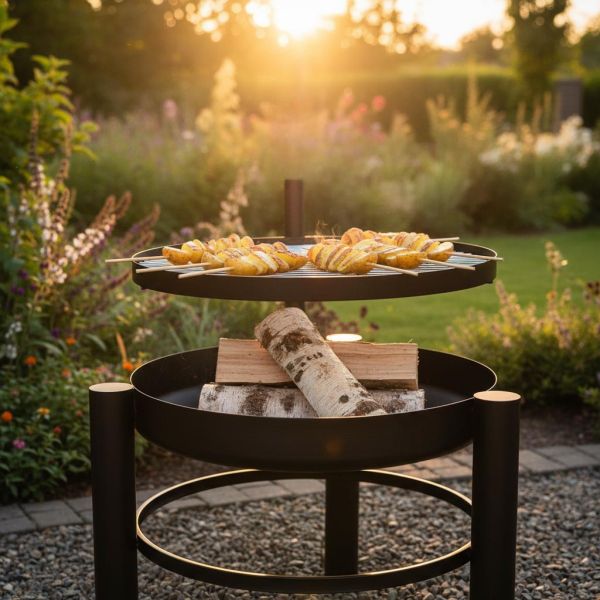 Brasero en métal avec grille de cuisson intégrée - FANCY FLAMES