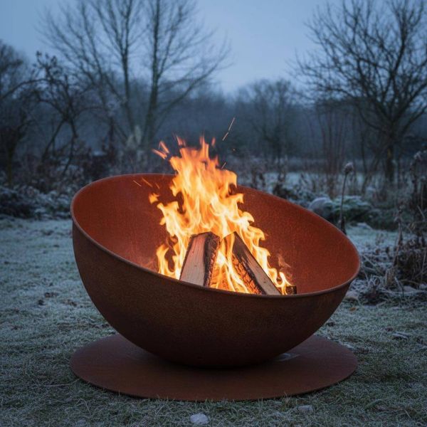 Braséro rond incliné sur disque en fer - FANCY FLAMES