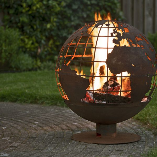 Brasero rond en métal rouillé - FANCY FLAMES