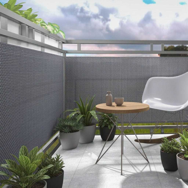 Brise-vue en résine tressée pour balcon et clôture coloris beige - 5